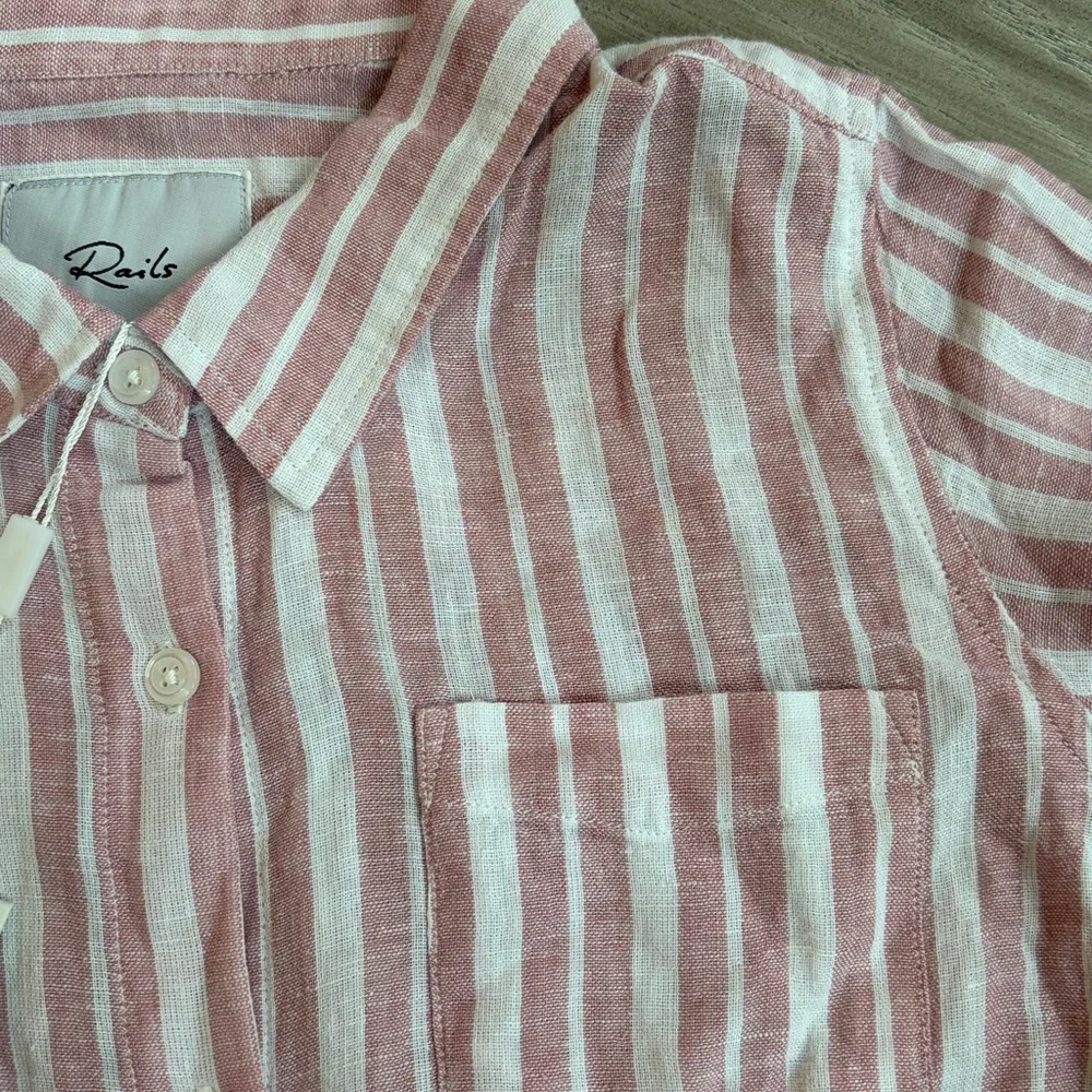 NWT Rails Pink Striped Button Down Shirt - Picture 2 of 5